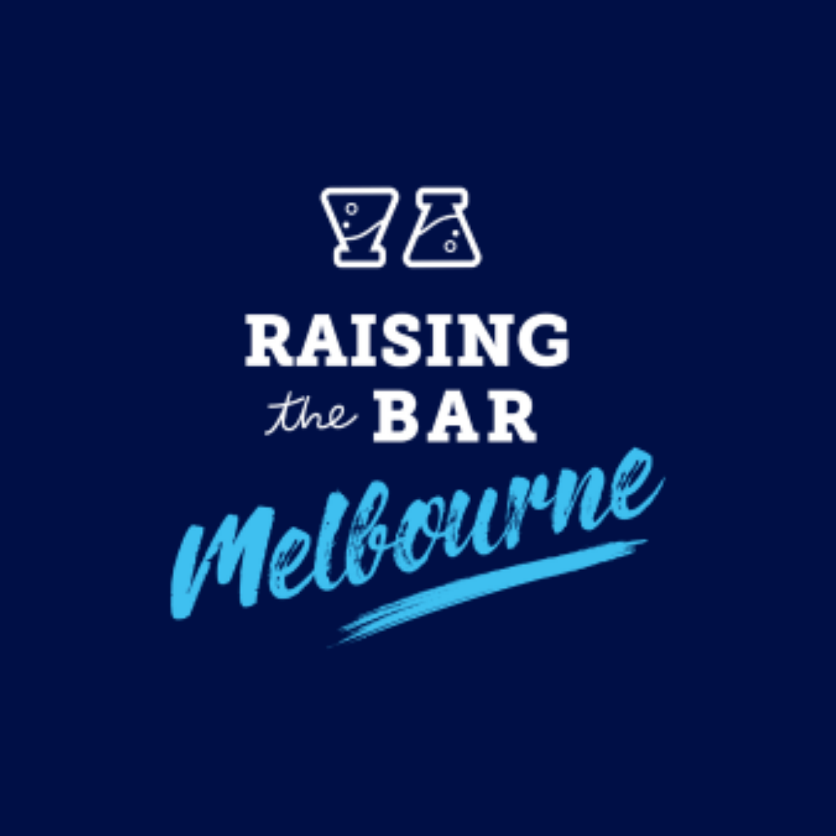 Raising the bar logo on blue background