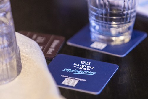 glass on blue coaster