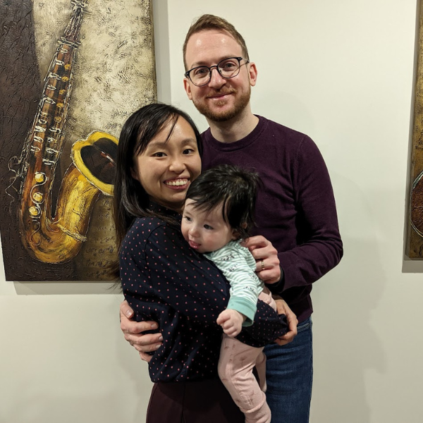 Maximilien Evrard with wife Junyun and daughter Eloise