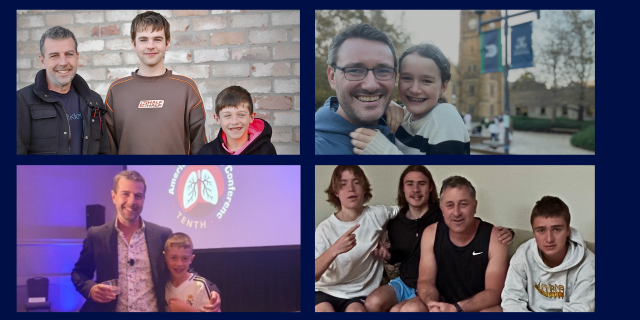 Four images showing fathers with their children