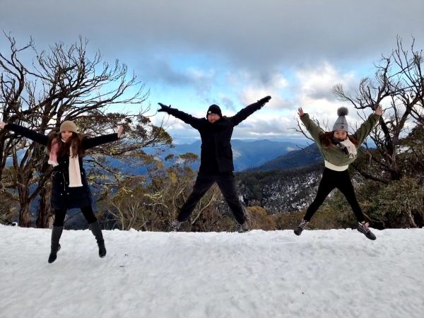 Flying snow angels at Mt. Buller