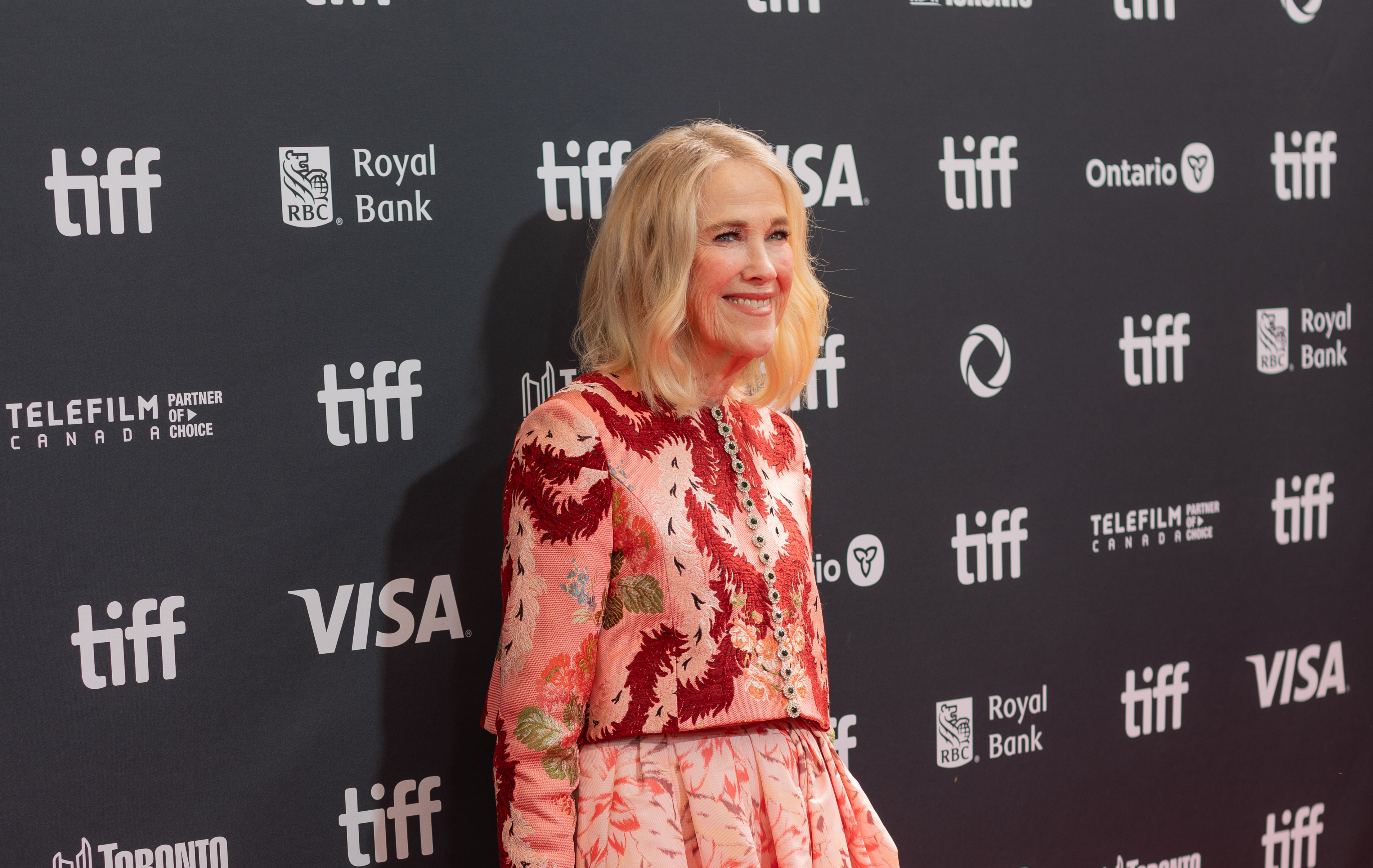 Woman poses on red carpet at film festival