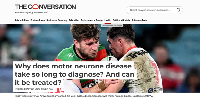 screenshot of news story about MND