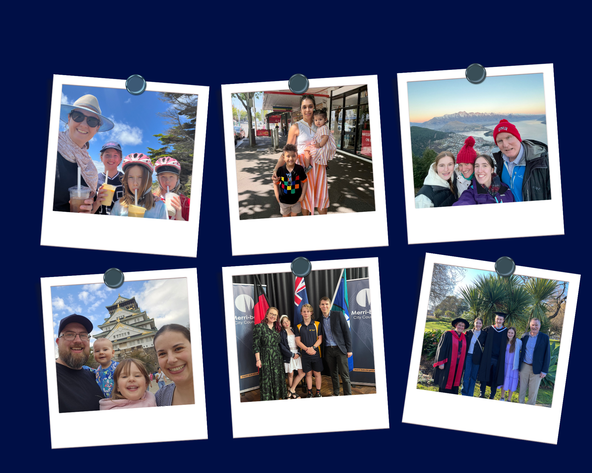six snapshots of family photos