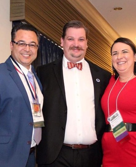 Associate Professor Quentin Fogg (centre) with AACA President Professor Marios Loukas (left, St George’s University) and Dr Melissa Quinn (right, Ohio State University) upon his receipt of the Senior Faculty Clinical Anatomy Award.  